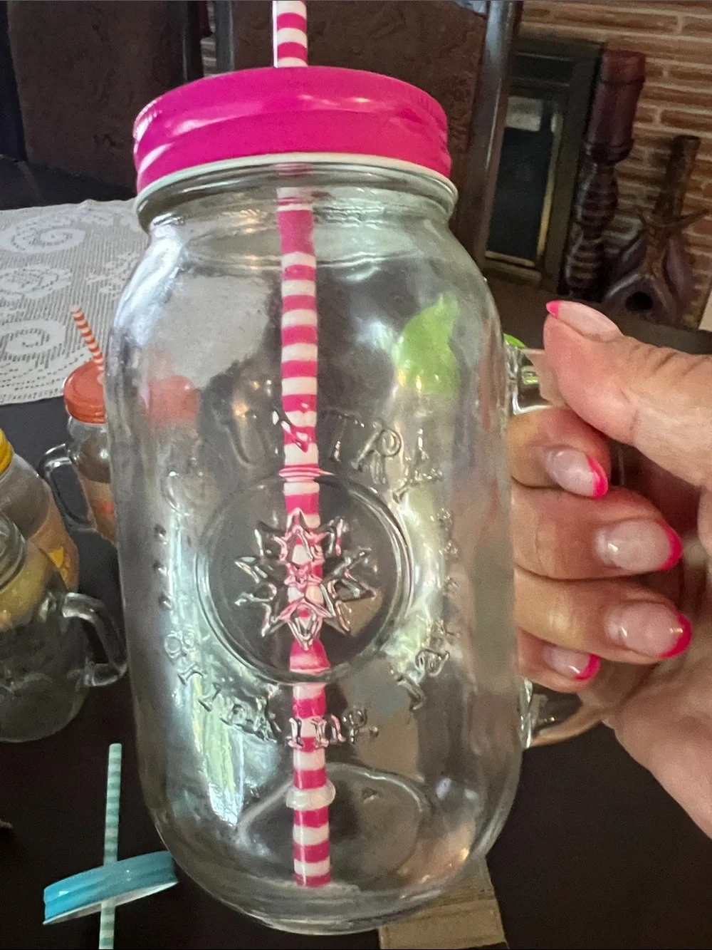 Large Colorful Mason Jar Drinking Glasses with Straw - Assorted Colors,